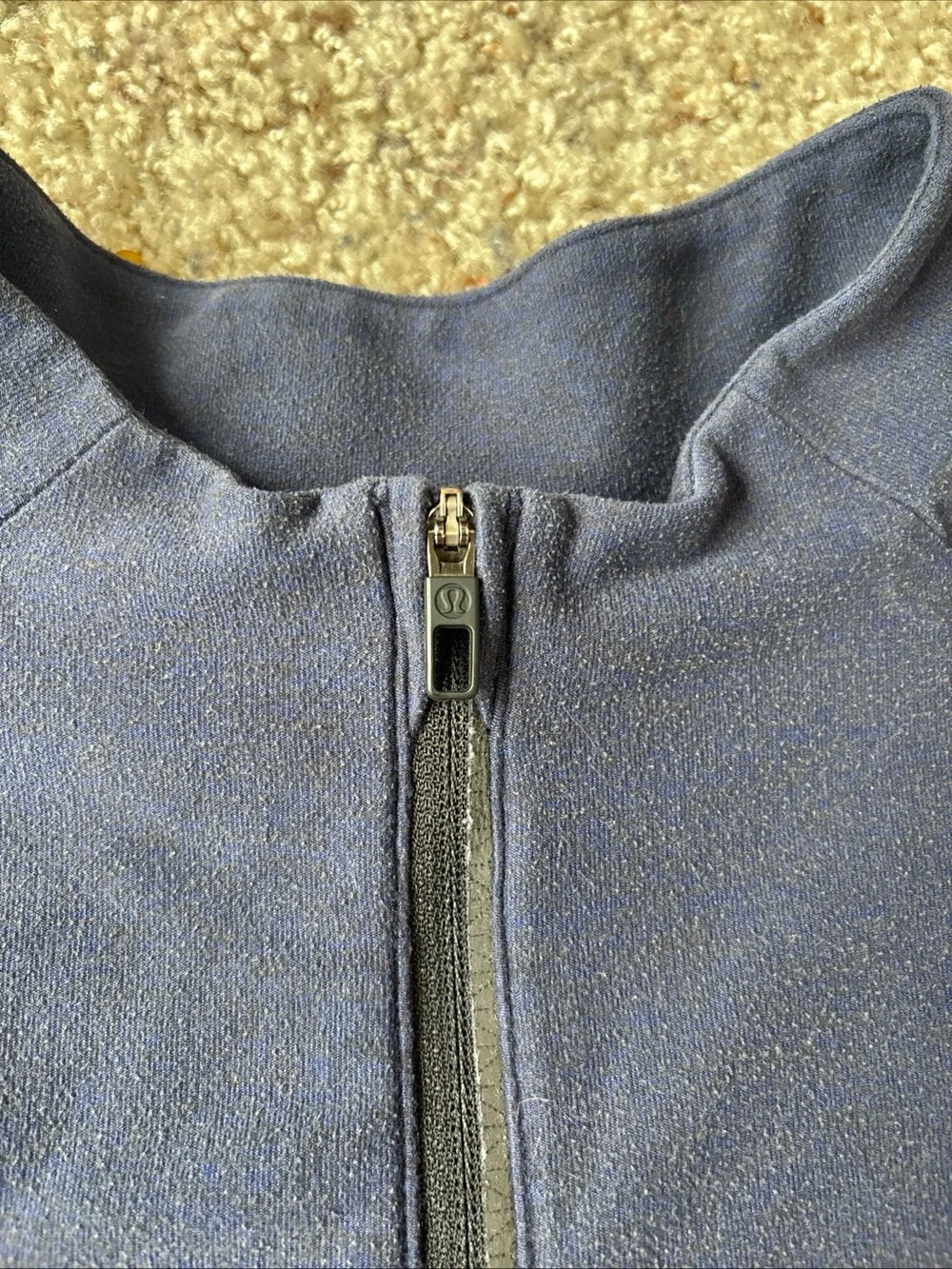 Lululemon Pullover Small Surge Warm Half Zip Rulu Heathered Hero Blue Black